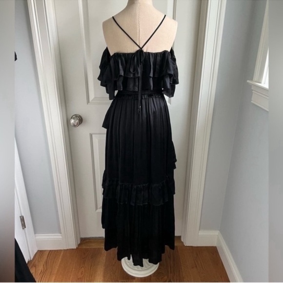 NWT Ulla Johnson Black Silk Louisa Ruffle Silk Tiered Dress - Picture 10 of 12